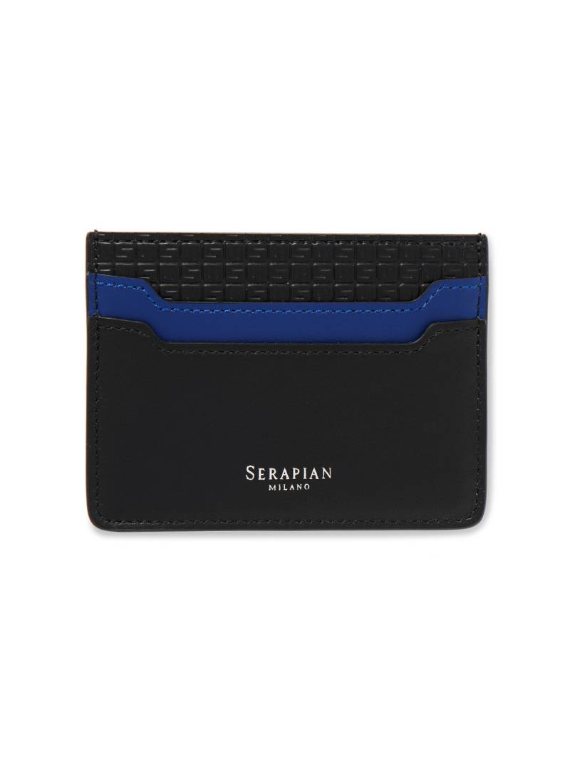 Serapian - Logo-Print Embossed Coated-Canvas and Leather Cardholder - Men - Black von Serapian