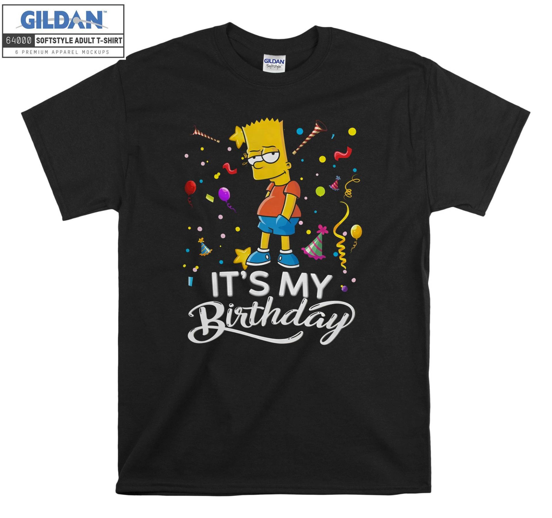 Bart Simpson It Es My Birthday Lustiges T-Shirt Hoody Kinder Tragetasche Tshirt S-M-L-xl-xxl-3xl-4xl-5xl Gildan Oversized Herren Damen Unisex 6553 von Serbanati