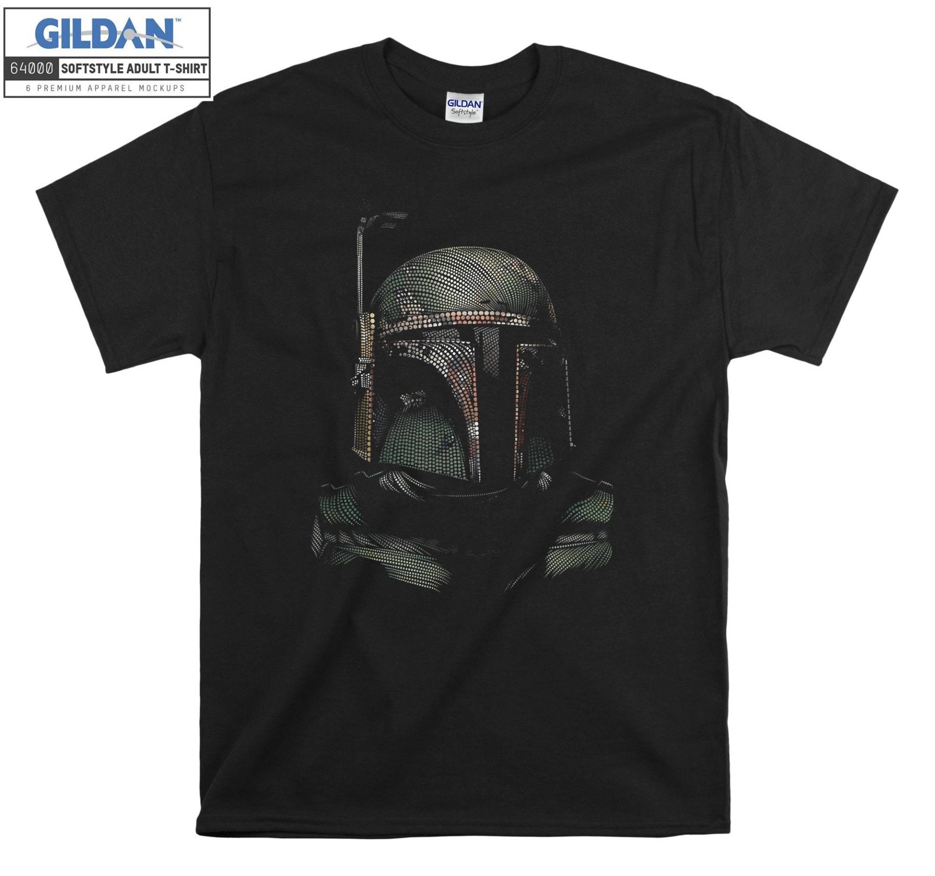 Boba Fett Detailliertes Gepunktetes Portrait T-Shirt Hoody Kinder Tragetasche Tshirt S-M-L-xl-xxl-3xl-4xl-5xl Gildan Oversized Herren Damen Unisex von Serbanati