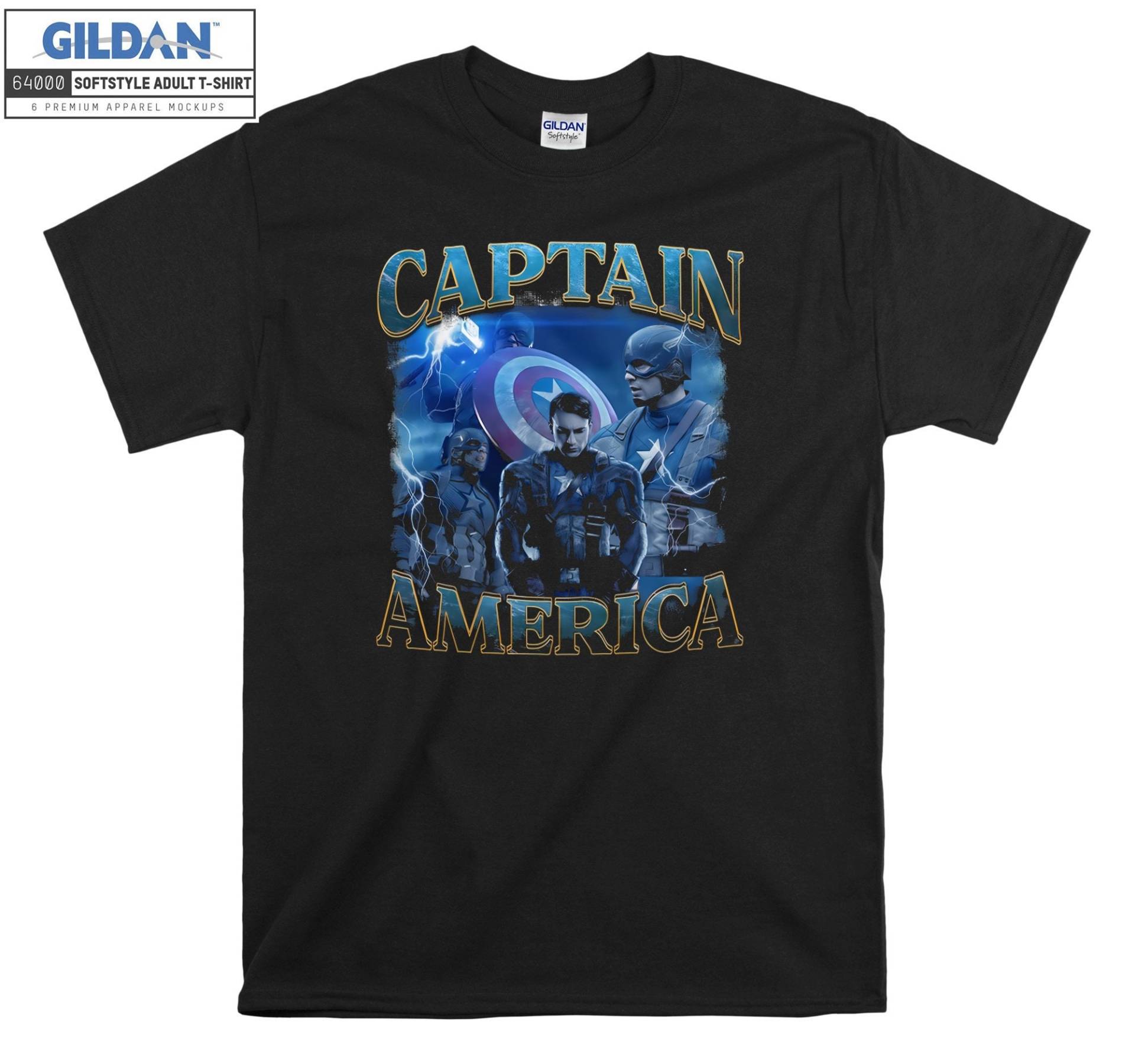 Captain America Poster Portrait T-Shirt Hoody Kids Kind Tragetasche Tshirt S-M-L-xl-xxl-3xl-4xl-5xl Gildan Oversized Herren Damen Unisex 6583 von Serbanati