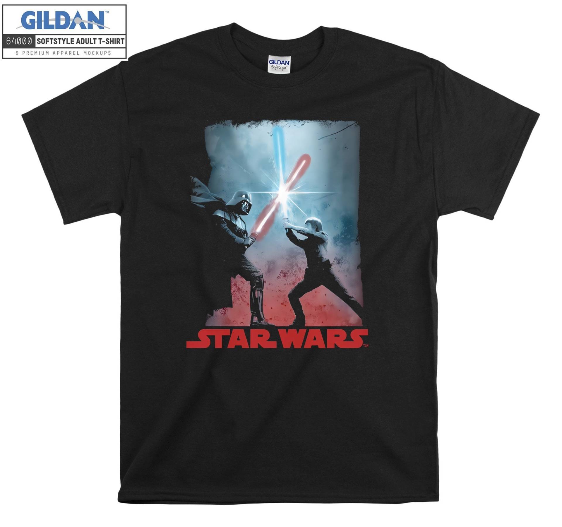 Darth Vader Luke Skywalker Battle T-Shirt Hoody Kids Kindertasche Tshirt S-M-L-xl-xxl-3xl-4xl-5xl Gildan Oversized Herren Damen Unisex 7241 von Serbanati