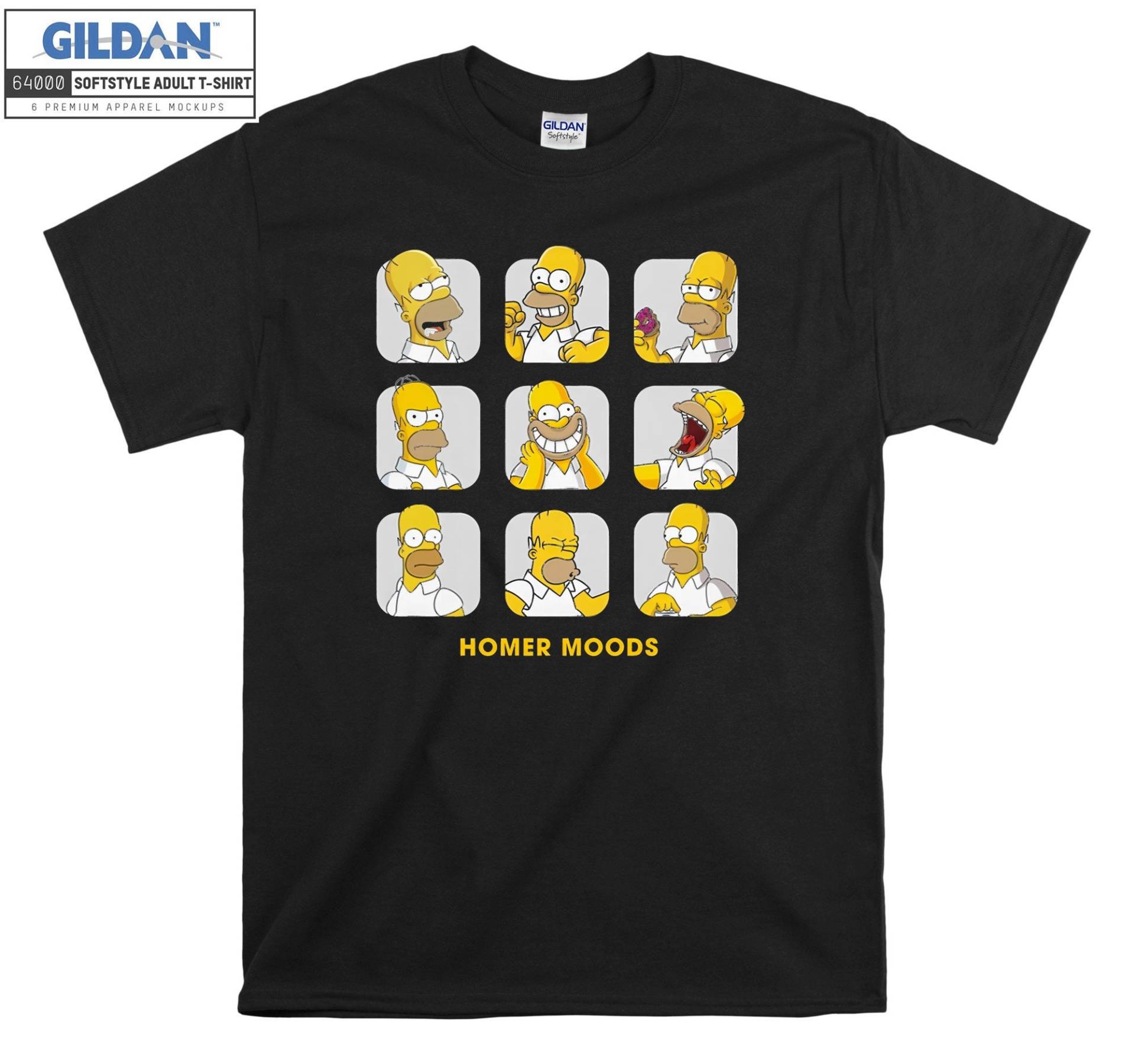 Homer Simpson Moods The T-Shirt Hoody Kids Kindertasche Tshirt S-M-L-xl-xxl-3xl-4xl-5xl Gildan Oversized Herren Damen Unisex 6936 von Serbanati