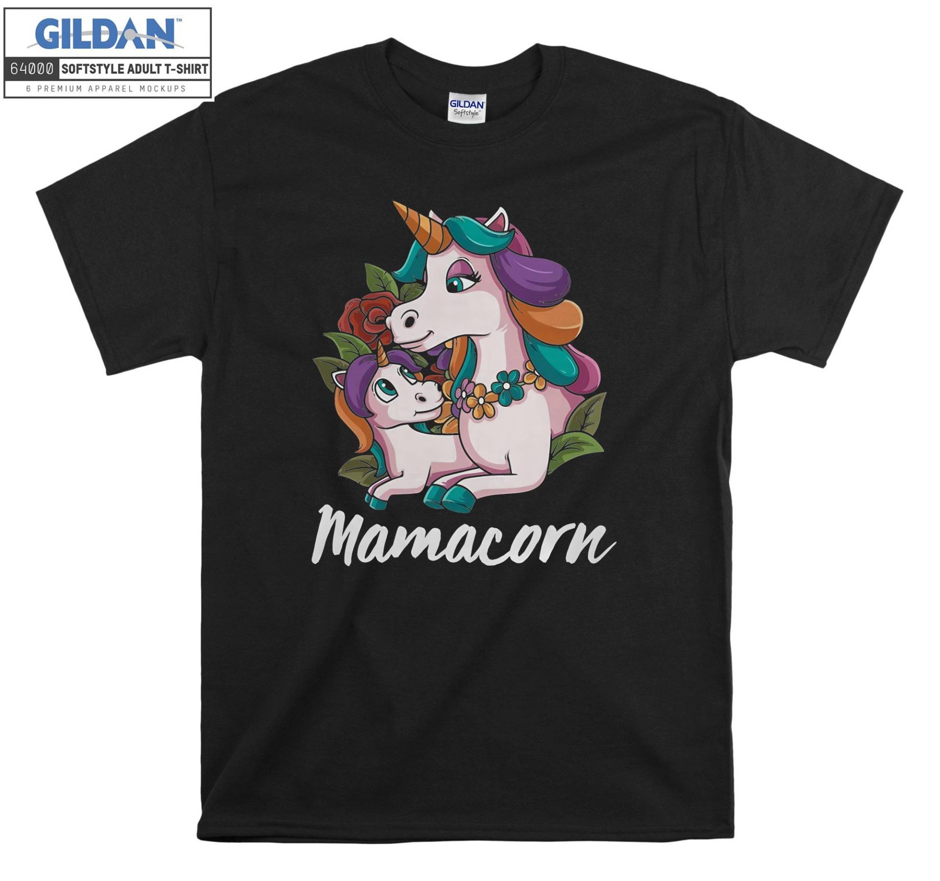 Mamacorn Einhorn Mama Und Baby T-Shirt Hoody Kinder Tragetasche Tshirt S-M-L-xl-xxl-3xl-4xl-5xl Gildan Oversized Herren Damen Unisex 6984 von Serbanati