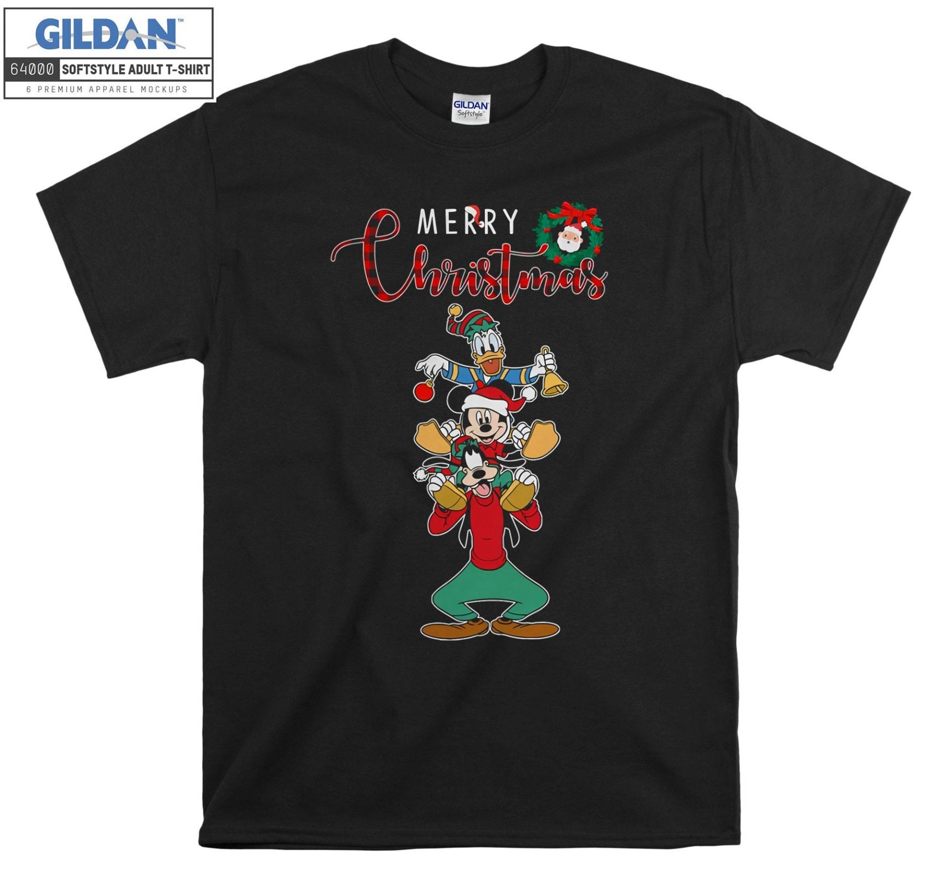 Mickey Daisy Goofy Merry Christmas T-Shirt Hoody Kids Kinder Tragetasche Tshirt S-M-L-xl-xxl-3xl-4xl-5xl Gildan Oversized Herren Damen Unisex 7078 von Serbanati