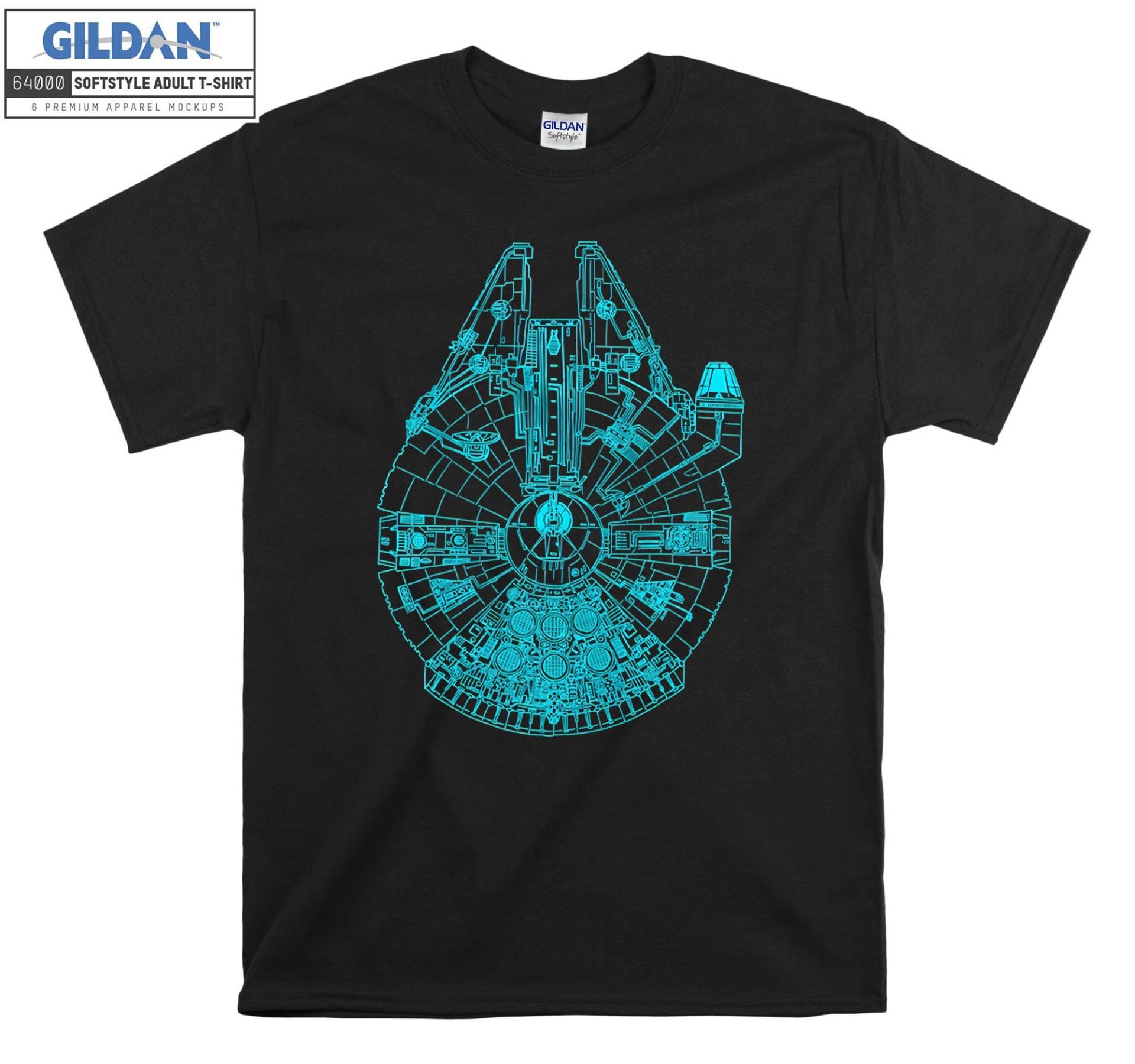 Millennium Falcon Teal Details T-Shirt Hoody Kinder Tragetasche Tshirt S-M-L-xl-xxl-3xl-4xl-5xl Gildan Oversized Herren Damen Unisex 7287 von Serbanati