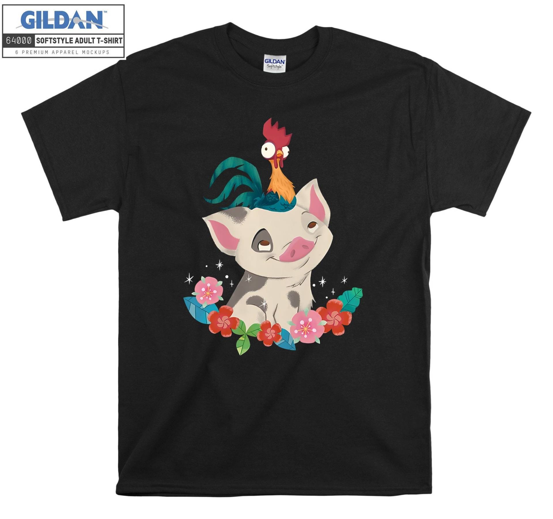 Moana Heihei Hahn Blumen T-Shirt Hoody Kinder Tragetasche Tshirt S-M-L-xl-xxl-3xl-4xl-5xl Gildan Oversized Herren Damen Unisex 7097 von Serbanati