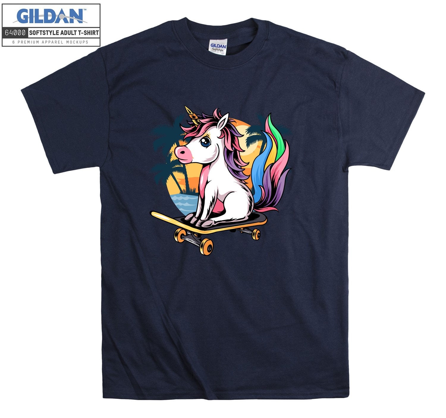 Niedlich Skater Einhorn T-Shirt Artsy Animal T Shirt Tshirt Oversized S M L Xl Xxl 3Xl 4Xl 5Xl Herren Damen Unisex D3484 von Serbanati