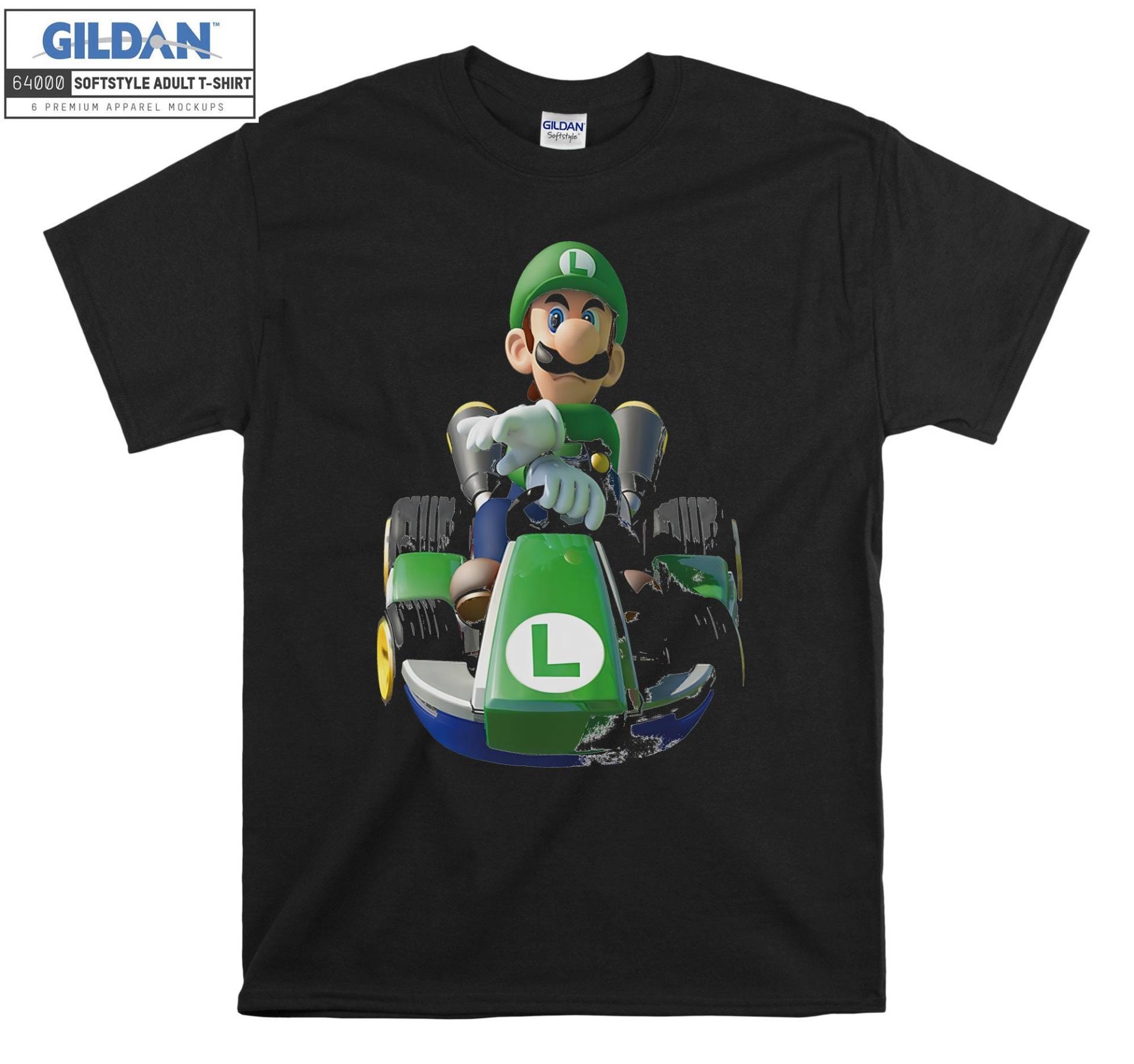 Nintendo Mario Kart Luigi Driving T-Shirt Hoody Kinder Tragetasche Tshirt S-M-L-xl-xxl-3xl-4xl-5xl Gildan Oversized Herren Damen Unisex 7132 von Serbanati