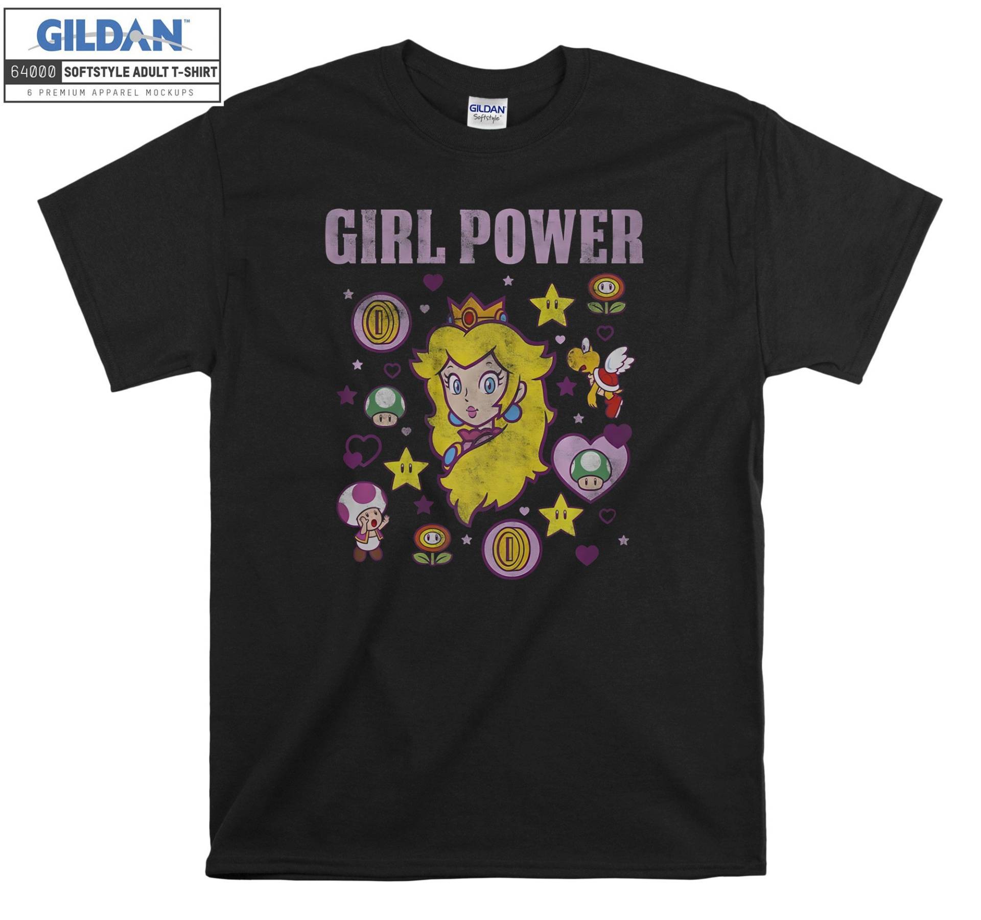 Nintendo Super Mario Peach Girl T-Shirt Hoody Kinder Tragetasche Tshirt S-M-L-xl-xxl-3xl-4xl-5xl Gildan Oversized Herren Damen Unisex 7137 von Serbanati