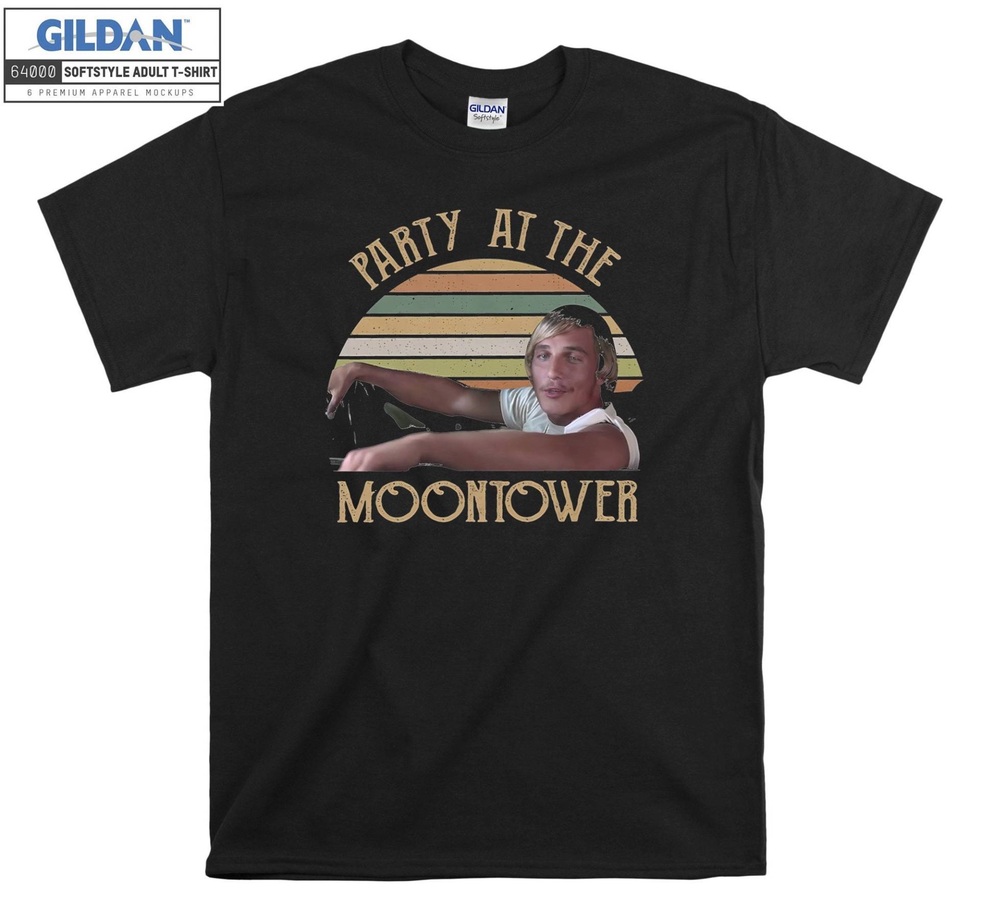 Party At The Moontower Retro T-Shirt Hoody Kinder Tragetasche Tshirt S-M-L-xl-xxl-3xl-4xl-5xl Gildan Oversized Herren Damen Unisex 7140 von Serbanati