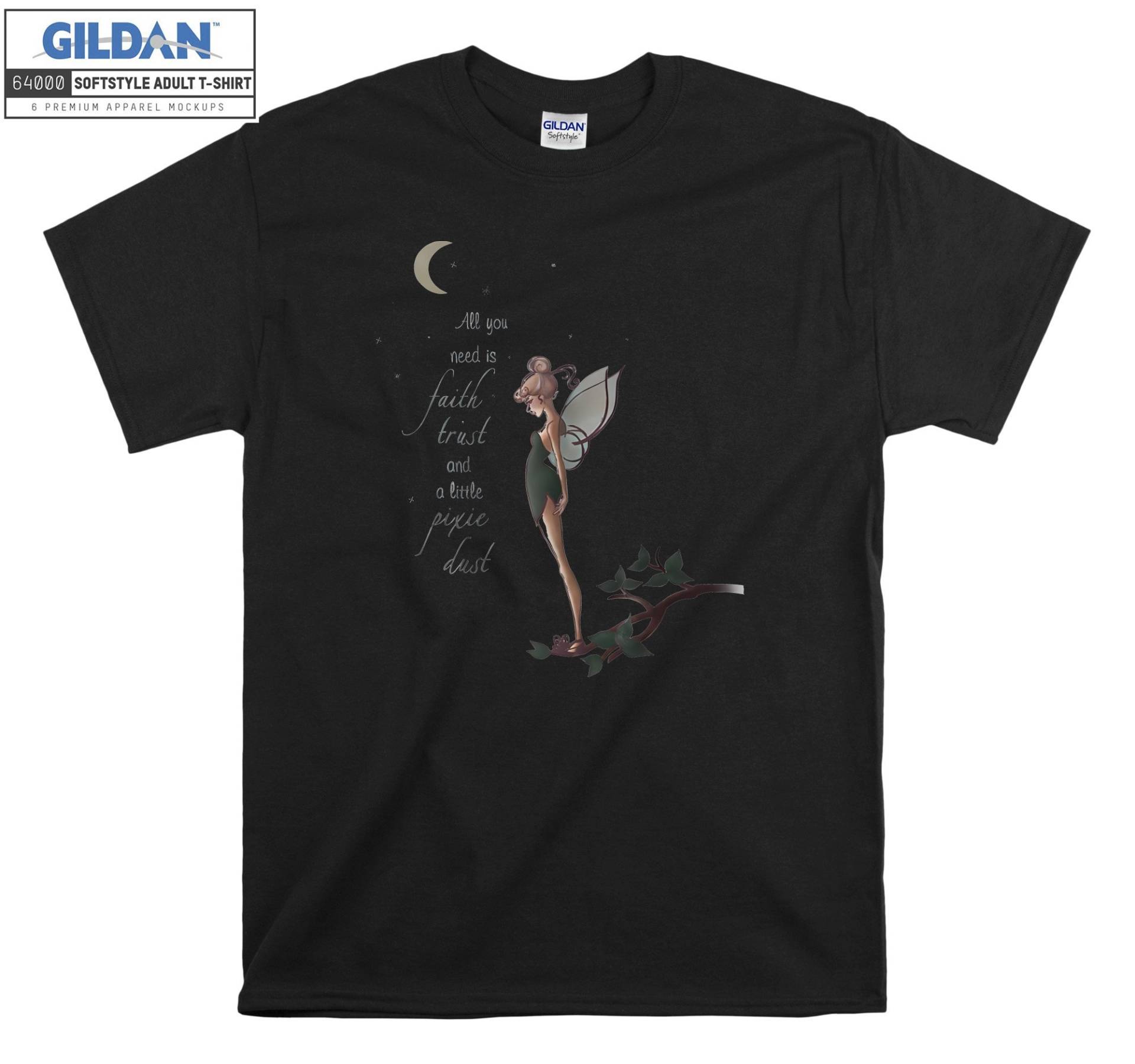 Peter Pan Tinker Bell Moon T-Shirt Kapuzenpullover Kindertasche S-M-L-xl-xxl-3xl-4xl-5xl Gildan Oversized Herren Damen Unisex 7149 von Serbanati