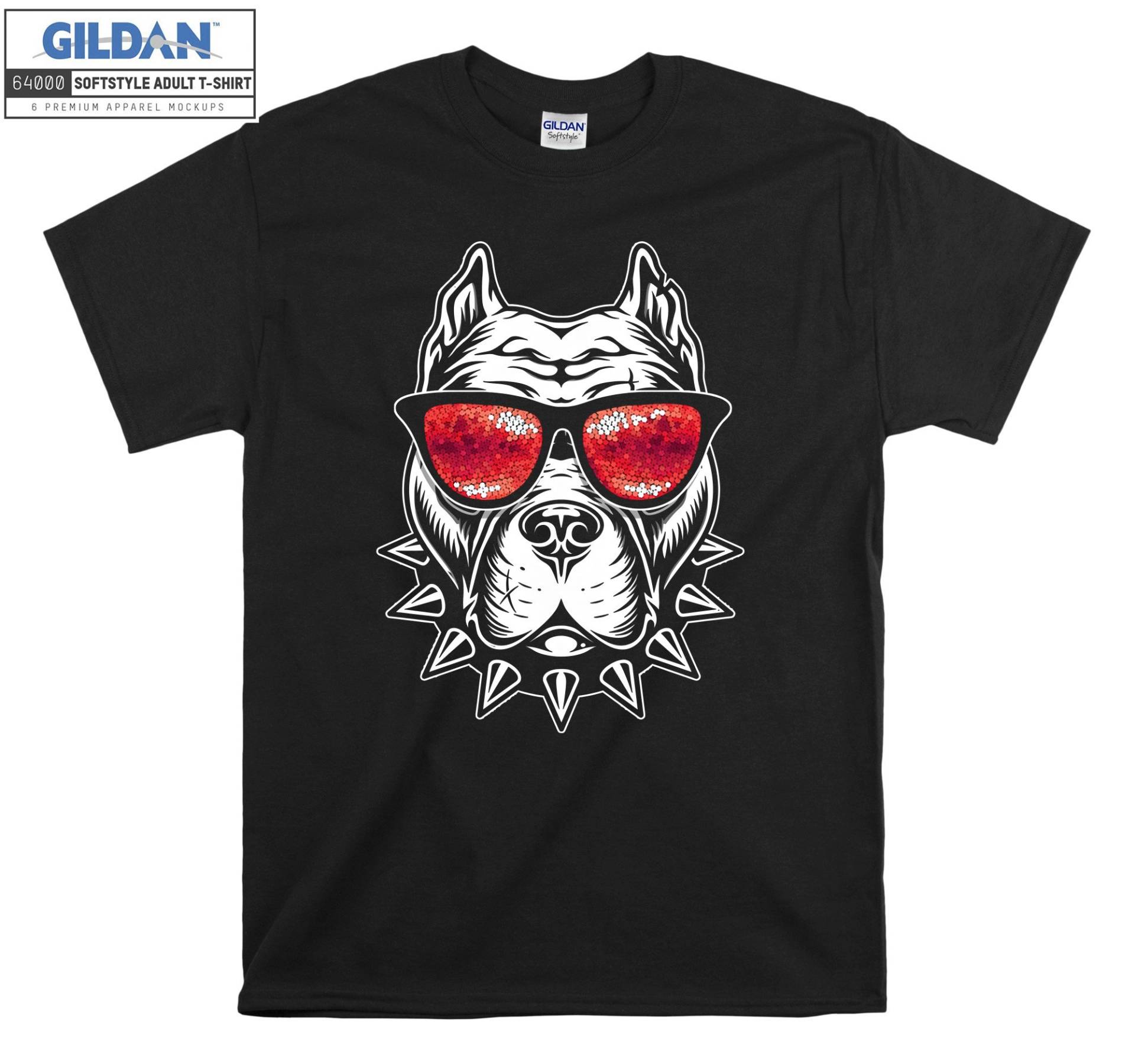 Pitbull Hund Party Brille Haustier T-Shirt Hoody Kinder Tragetasche Tshirt S-M-L-xl-xxl-3xl-4xl-5xl Gildan Oversized Herren Damen Unisex 7160 von Serbanati