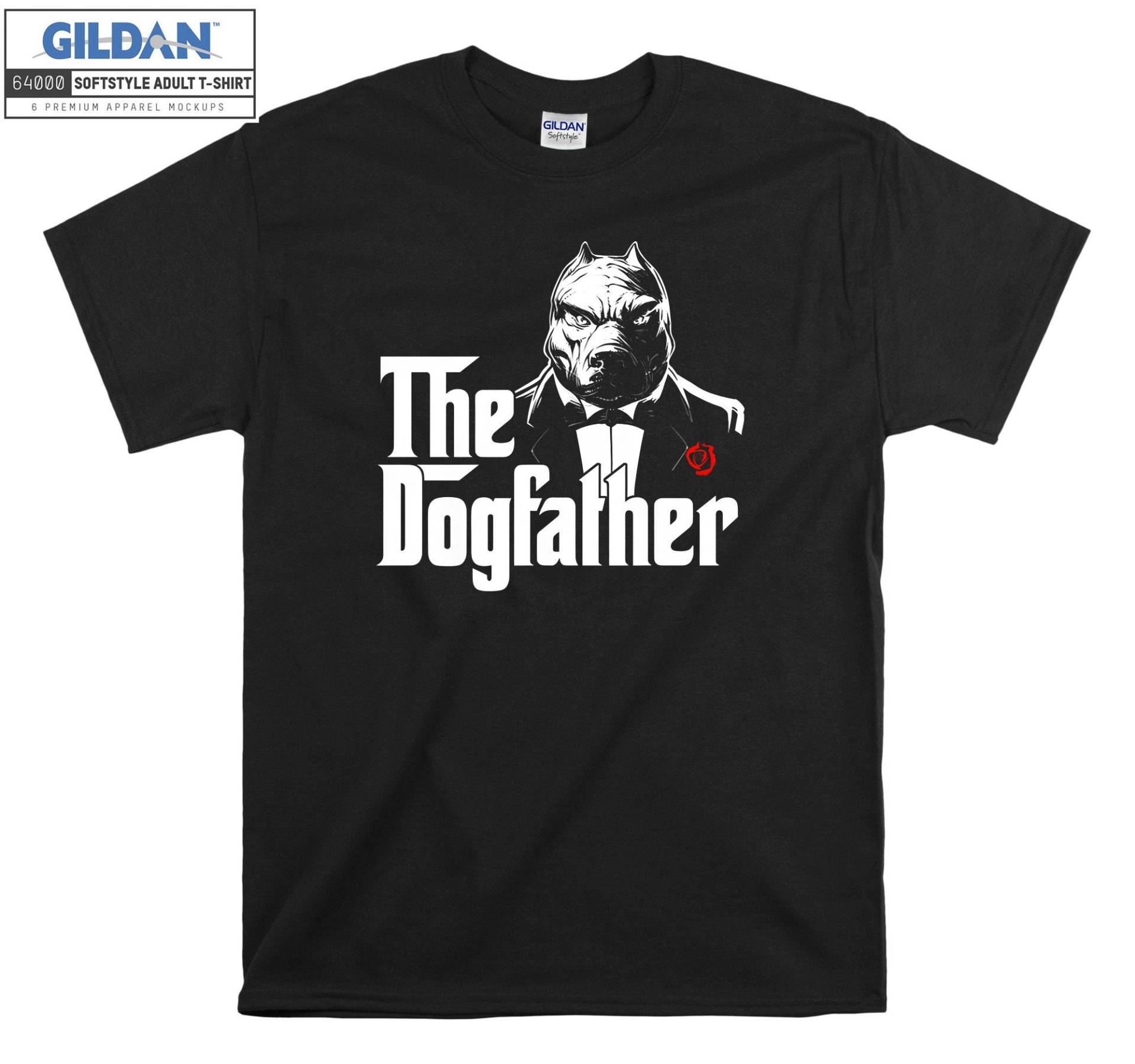 The Dogfather Pitbull Dog Party T-Shirt Hoody Kid Kind Tragetasche Tshirt S-M-L-xl-xxl-3xl-4xl-5xl Gildan Oversized Herren Damen Unisex 7450 von Serbanati