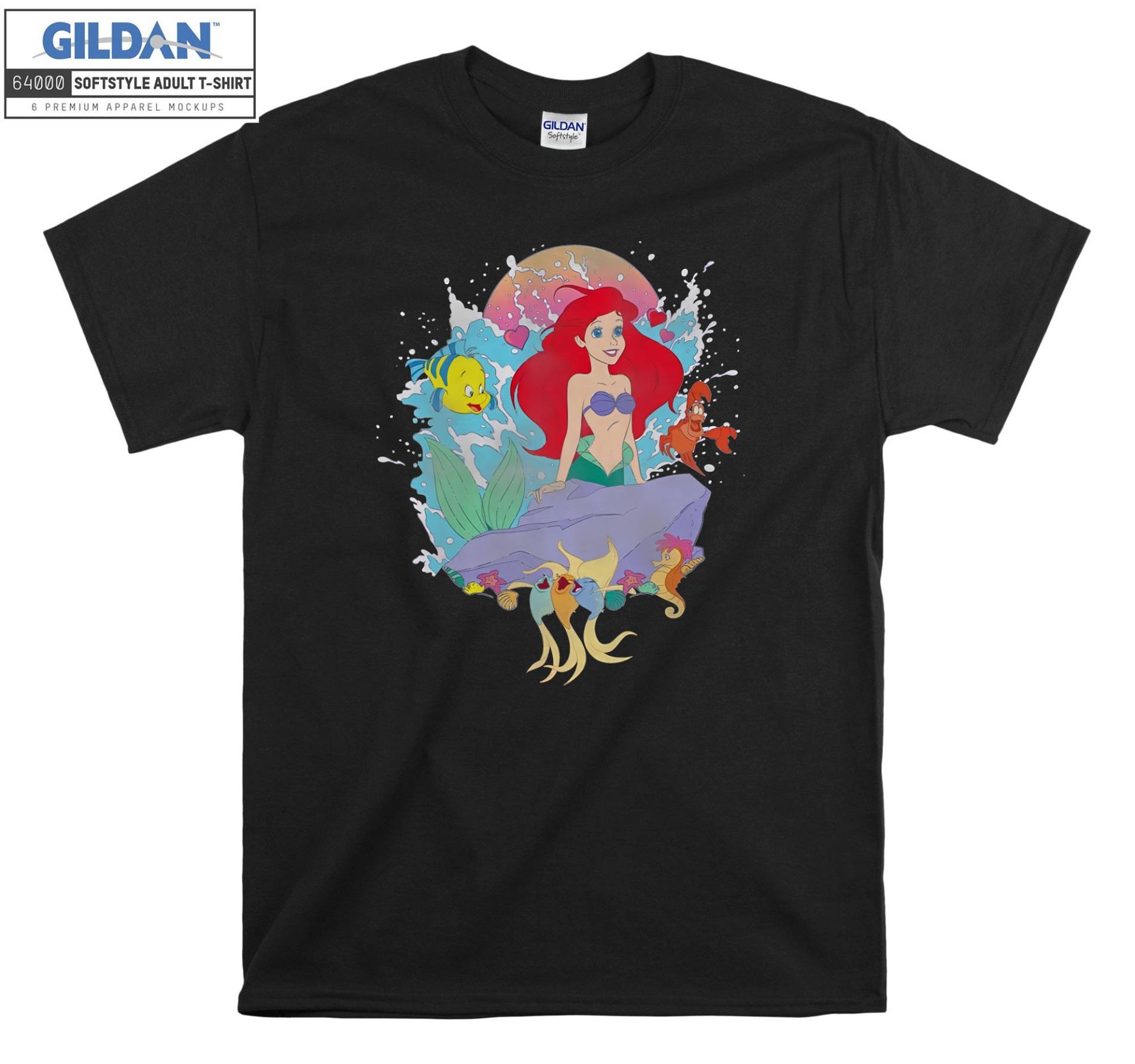 The Little Mermaid Ariel Splash T-Shirt Hoody Kid Kind Tragetasche Tshirt S-M-L-xl-xxl-3xl-4xl-5xl Gildan Oversized Herren Damen Unisex 7455 von Serbanati