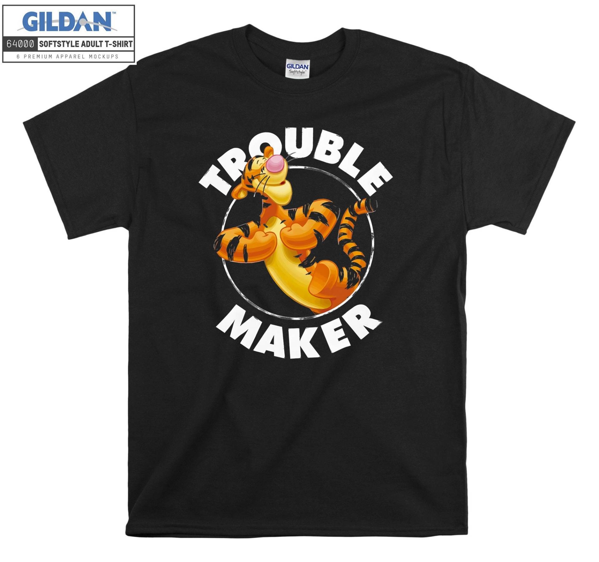 Tigger Trouble Maker Winnie The Pooh T-Shirt Hoody Kid Kind Tragetasche Tshirt S-M-L-xl-xxl-3xl-4xl-5xl Gildan Oversized Herren Damen Unisex 7486 von Serbanati