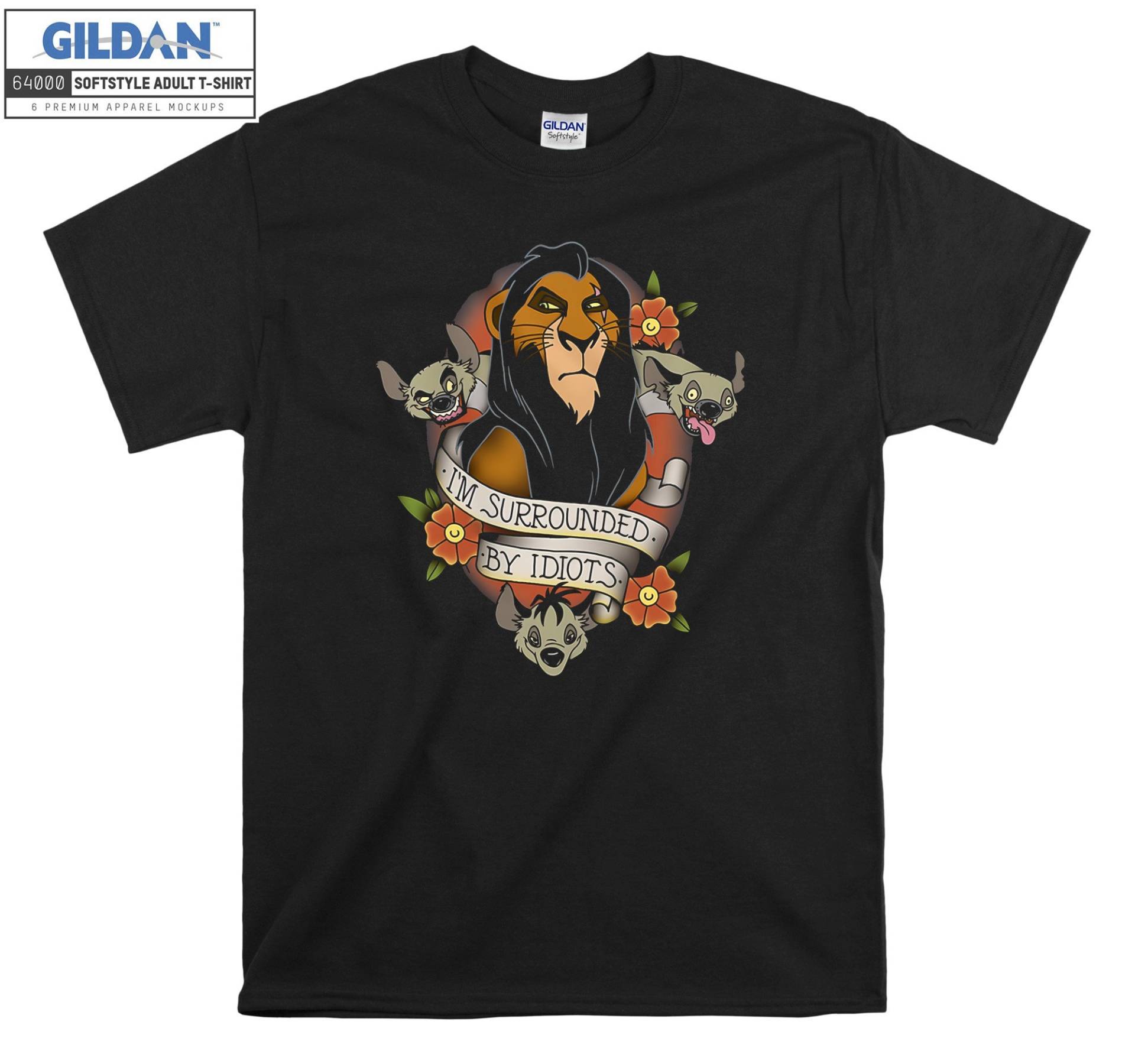 Umgeben Von Idioten Scar The Lion T-Shirt Hoody Kinder Tragetasche Tshirt S-M-L-xl-xxl-3xl-4xl-5xl Gildan Oversized Herren Damen Unisex 6945 von Serbanati