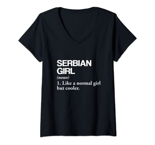 Damen Serbian Girl Definition Serbien Flagge Ländersprache T-Shirt mit V-Ausschnitt Damen Serbian Girl Definition Serbien Flagge Ländersprache T-Shirt mit V-Ausschnitt von Serbian Girl Definition