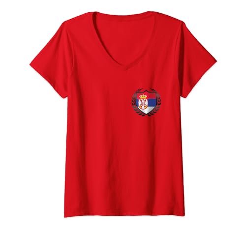 Damen Serbien Flagge Herren Serbien Deko Serbia Kind Damen Srbija T-Shirt mit V-Ausschnitt von Serbien Fahne Frauen Serbia Männer Srbija Flagge