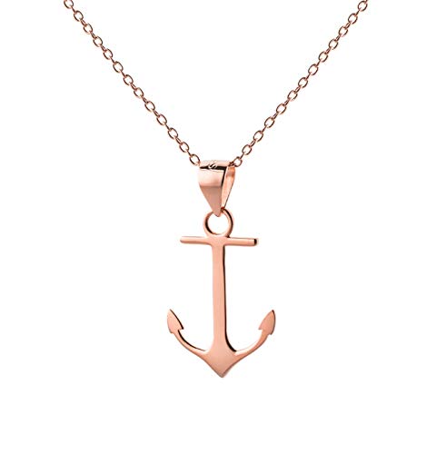 Serebra Jewelry Anker Anhänger Halskette | aus 925 Sterlingsilber | in den Farben Silber, Gold, Roségold | Wikinger Liebe See Meer Ozean Schiff Piraten Wasser | by (14k-Roségold-Überzug) von Serebra Jewelry