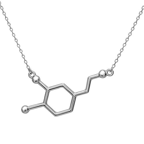 Dopamin Molekül Anhänger Halskette aus 925 Sterling Silber by Serebra Jewelry (Rhodium-Überzug) von Serebra Jewelry