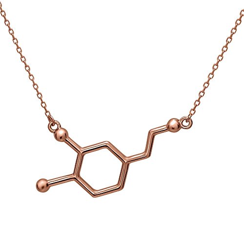 Serebra Jewelry Dopamin Molekül Anhänger Halskette aus 925 Sterling Silber by (Roségold-Überzug) von Serebra Jewelry