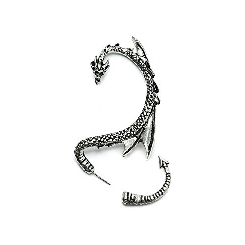 Drachen Ohrklemme Ohrstecker mit Silbertönung by Serebra Jewelry (Linkes Ohr) von Serebra Jewelry