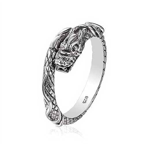 Drachen Ring aus 925 Sterlingsilber Größenverstellbar Unisex Silber Herren Damen by Serebra Jewelry von Serebra Jewelry