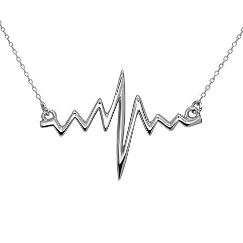 Serebra Jewelry EKG Herzschlag Anhänger Halskette aus 925 Sterlingsilber mit Überzug aus 18k Gold, Rhodium und Roségold für Nerds Student Geschenk Freundin Frau Geburtstag by (925 Sterlingsilber) von Serebra Jewelry