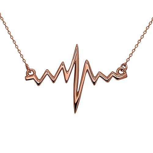 Serebra Jewelry EKG Herzschlag Anhänger Halskette aus 925 Sterlingsilber mit Überzug aus 18k Gold, Rhodium und Roségold für Nerds Student Geschenk Freundin Frau Geburtstag by (Roségold) von Serebra Jewelry