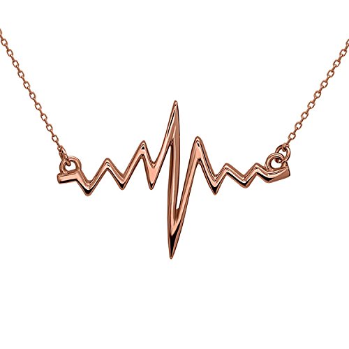 EKG Herzschlag Anhänger Halskette aus 925 Sterlingsilber mit Überzug aus 18k Gold, Rhodium und Roségold für Nerds Student Geschenk Freundin Frau Geburtstag by Serebra Jewelry (Roségold) von Serebra Jewelry