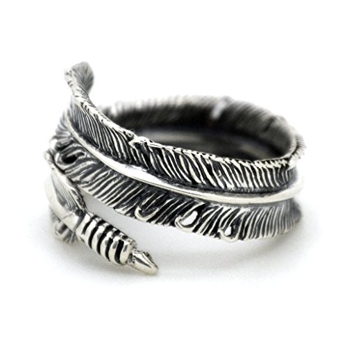 Serebra Jewelry Feder Ring 925 Sterling Silber Damen Indianerschmuck Größenverstellbar Antik von Serebra Jewelry