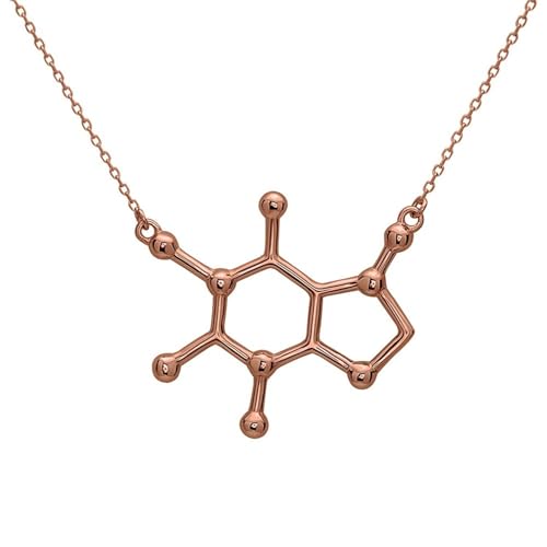 Serebra Jewelry Koffein Molekül Anhänger Halskette aus 925 Sterling Silber by (Roségold-Überzug) von Serebra Jewelry