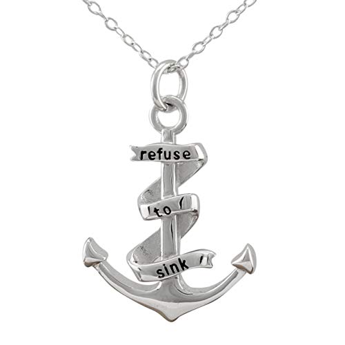 Serebra Jewelry Anker Anhänger Halskette aus 925 Sterlingsilber 'Refuse to Sink' Herren Damen Unisex von Serebra Jewelry