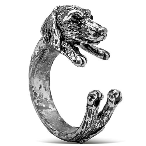 Serebra Jewelry Dackel Dachshund Ring mit Silber-, Bronze-, Schwarztönung Größenverstellbar (Silber) von Serebra Jewelry