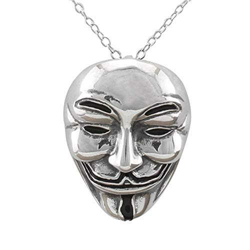 Serebra Jewelry Guy Fawkes Maske Anhänger Halskette aus 925 Sterlingsilber von Serebra Jewelry