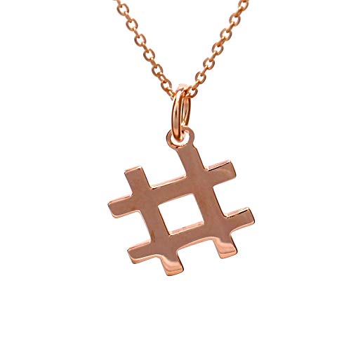 Serebra Jewelry Hashtag Anhänger Halskette | authentisches 925 Sterlingsilber | in den Farben Silber, Gold, Roségold | Instagram Facebook Selfie Snapchat Süß Social Media Tag | by (Roségold-Überzug) von Serebra Jewelry
