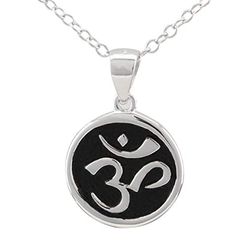 Serebra Jewelry Om Aum Namaste Anhänger Halskette aus 925 Sterlingsilber Hindu Hinduismus Buddha Buddhismus von Serebra Jewelry