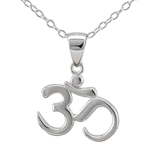 Serebra Jewelry Om Namaste Anhänger Halskette aus 925 Sterlingsilber Hindu Hinduismus Buddha Buddhismus Damen Herren von Serebra Jewelry