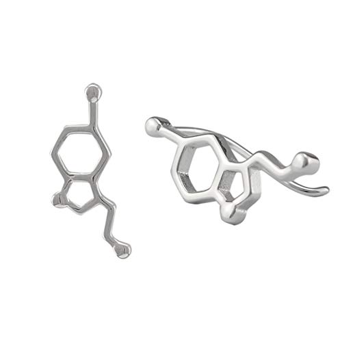 Serebra Jewelry Serotonin Molekül Ohrstecker Ohrring aus 925 Sterling-Silber Chemie Atom Glücklich von Serebra Jewelry