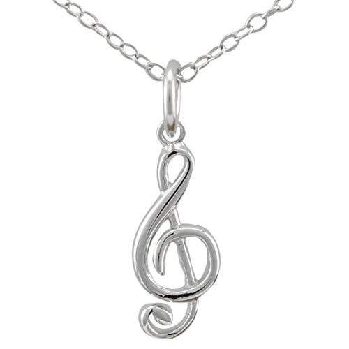 Serebra Jewelry Violinschlüssel Musik Note Anhänger Halskette aus 925 Sterlingsilber für Musiker Künstler Liebhaber Frauen von Serebra Jewelry