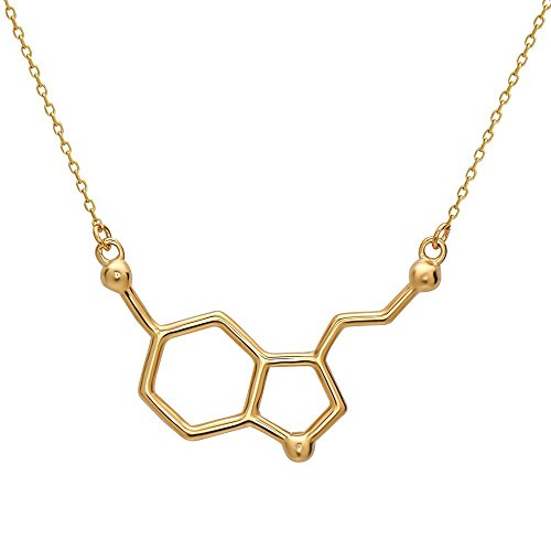 Serotonin Molekül Anhänger Halskette aus 925 Sterling Silber by Serebra Jewelry (Gold-Überzug) von Serebra Jewelry