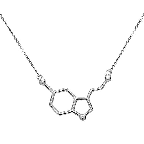 Serotonin Molekül Anhänger Halskette aus 925 Sterling Silber by Serebra Jewelry (Rhodium-Überzug) von Serebra Jewelry