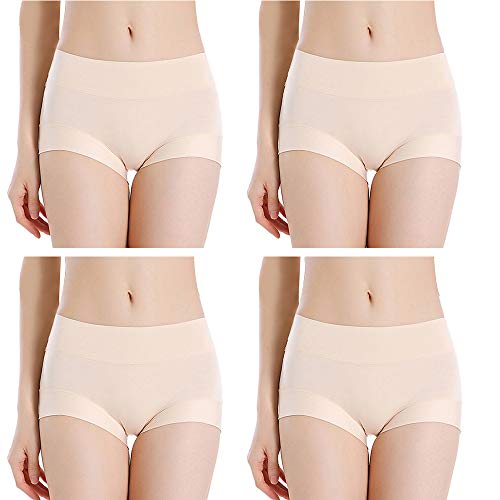 Serecofo 4er Pack Boxershorts Damen Panties Hipsters aus Modal Unterwäsche Unterhose Mehrpack Größen 32-48 ultraweich dehnbar (32-34, 4 Beige Nude) von Serecofo