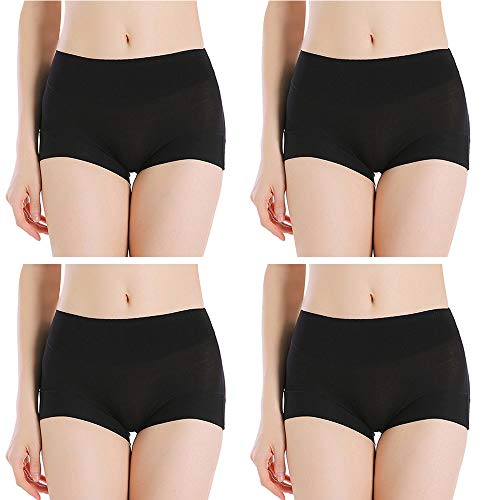 Serecofo 4er Pack Boxershorts Damen Panties Hipsters aus Modal Unterwäsche Unterhose Mehrpack Größen 32-48 ultraweich dehnbar (38-42, 4 Schwarz) von Serecofo