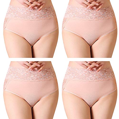 Serecofo 4er Pack Damen Slips mit hoher Taille Spitzen High Cut Hipster Höschen Unterwäsche ultraweich und dehnbar von Serecofo