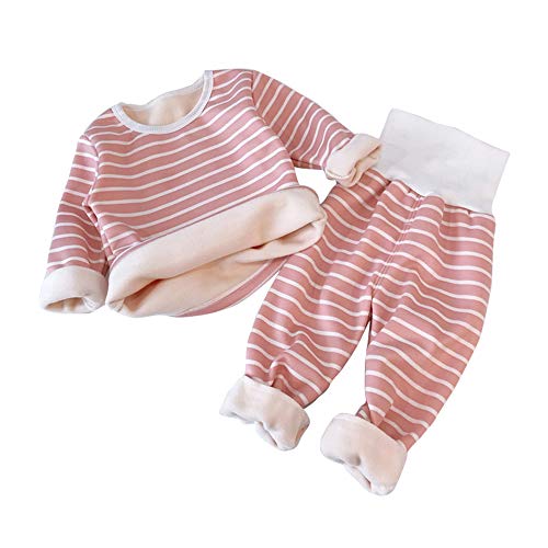 Serecofo Baby-Thermo-Set 2–5 Jahre Kinder-Thermo-Pyjama für Mädchen und Jungen aus dickem Fleece Langärmeliges T-Shirt-Oberteil und Hoch Taillierte Unterhose Winter (Rosa, 2-3 Jahre) von Serecofo