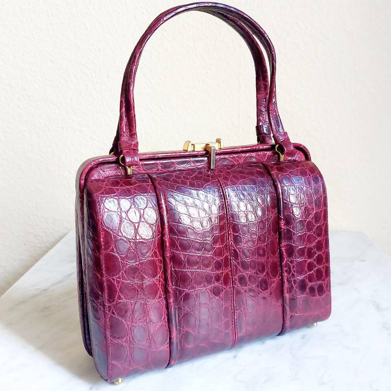 Handtasche Echt Leder Tasche Henkeltasche Rotbraun Dunkelrot True Vintage von SerecomVienna