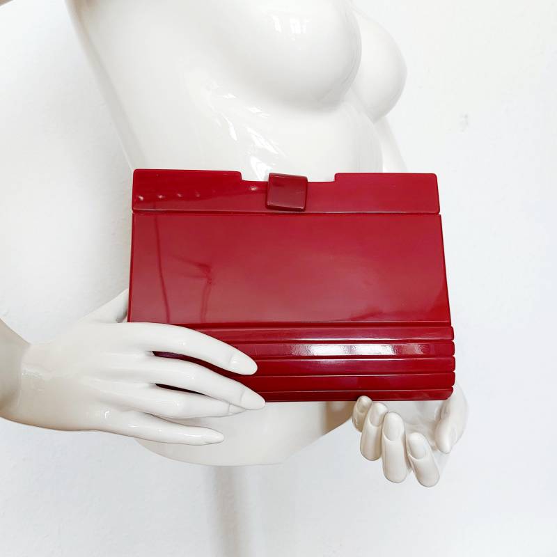 Vintage Abendtasche Handtasche Clutch Rot Mit Perlengriff Vintage Abendtasche Handtasche Clutch Rot Mit Perlengriff von SerecomVienna