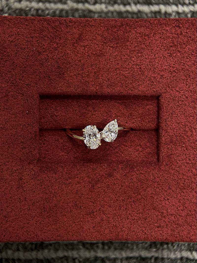 Toi Et Moi Lab Zuchtdiamant Ring Oval - & Tropfenschliff, 585Er Gelbgold von SerenDiamonds