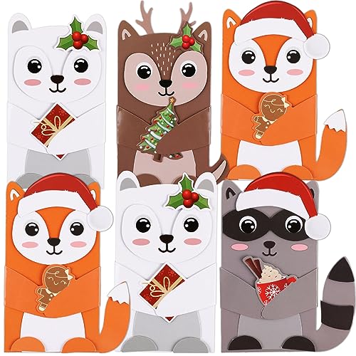 Serencatcher 12pcs Weihnachten Geschenkkarte Halter Geld Halter Ornamente, Woodland Tier Kartenhalter, Geld Halter Weihnachtskarten für Urlaub Geschenkkarte Xmas Grußkarten für Festival Urlaub von Serencatcher